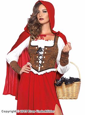 Rotkäppchen, Kostüm-Kleid, Schnürung, hoher Schlitz